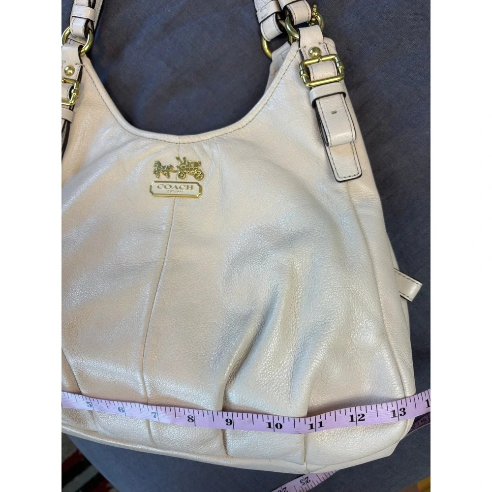 Coach Hobo Shoulder Bag Cream Womens Large Madison Maggie 16503 Leather